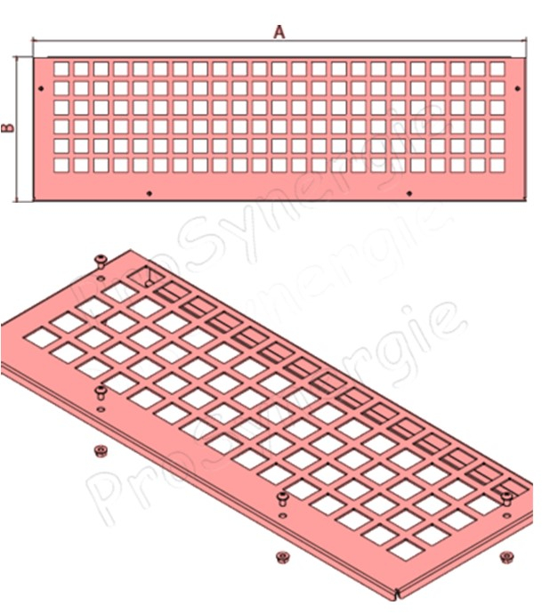 Grille galva de vidage 996x302mm porte sac de granulés pour silo de stockage galva largeur 990mm