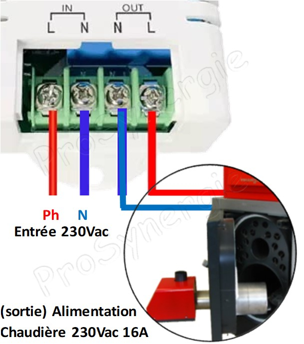 Aquastat commande chaudière connecté (Wifi + RF 433Mhz) + sonde température -50/+125°C - contact sortie 230V 16A