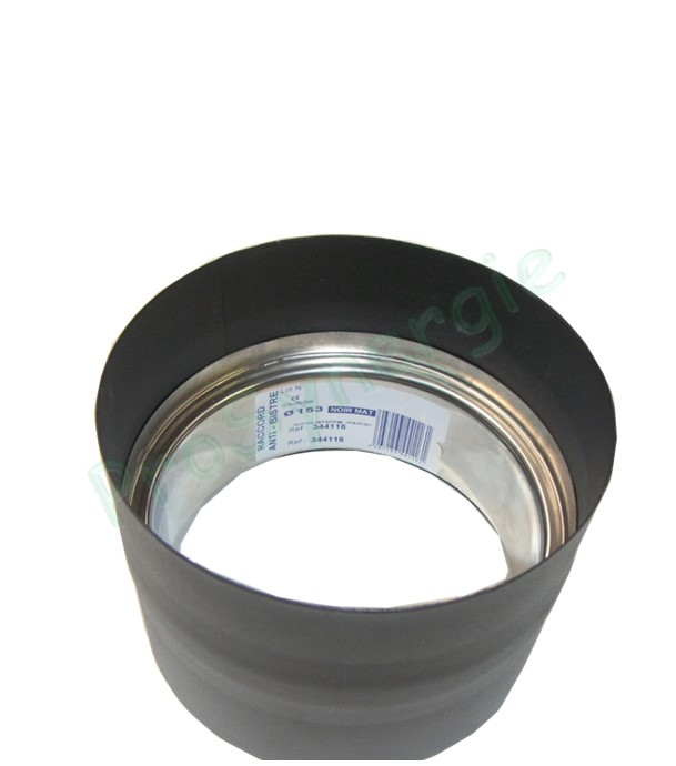 Kit raccordement Email Noir Mat télescopique (hauteur réglable de 1.28 à 2.04 mètres) dessus de poêle Ø 150 mm sur conduit existant plafond avec limiteur de tirage