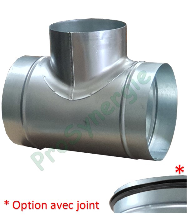 TE - Té Equerre égal ou réduit Galva - ØA  160 mm / ØB  125 mm