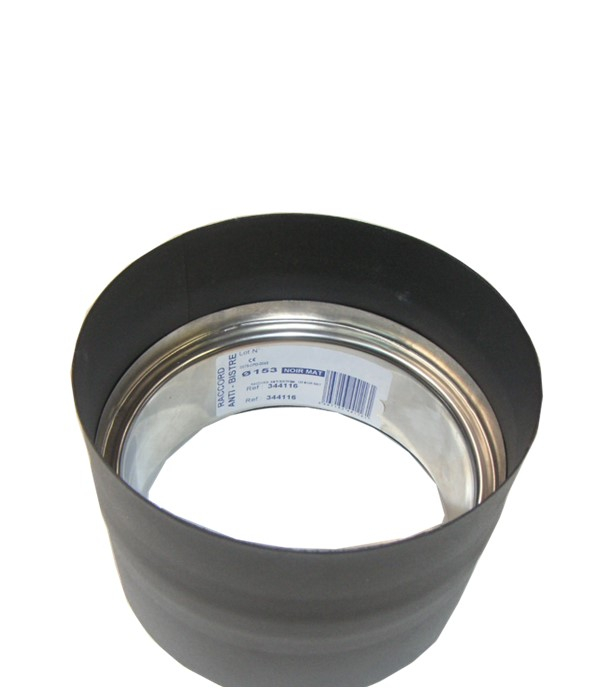 Kit raccordement 2x 45° Email Noir Mat télescopique (hauteur réglable de 1.33 à 1.83 mètres) dessus de poêle Ø 150 mm sur conduit existant plafond