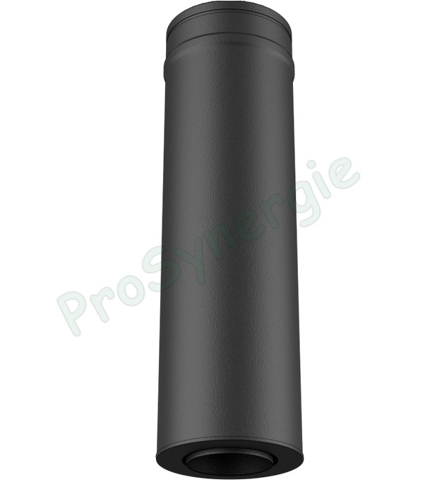 Tuyau de finition Isolé Duoten 50cm (49,5cm utile) Inox 316/304 laqué noir RAL9005 - Øint/ext 150/200 mm - Email Ø150 et 153mm