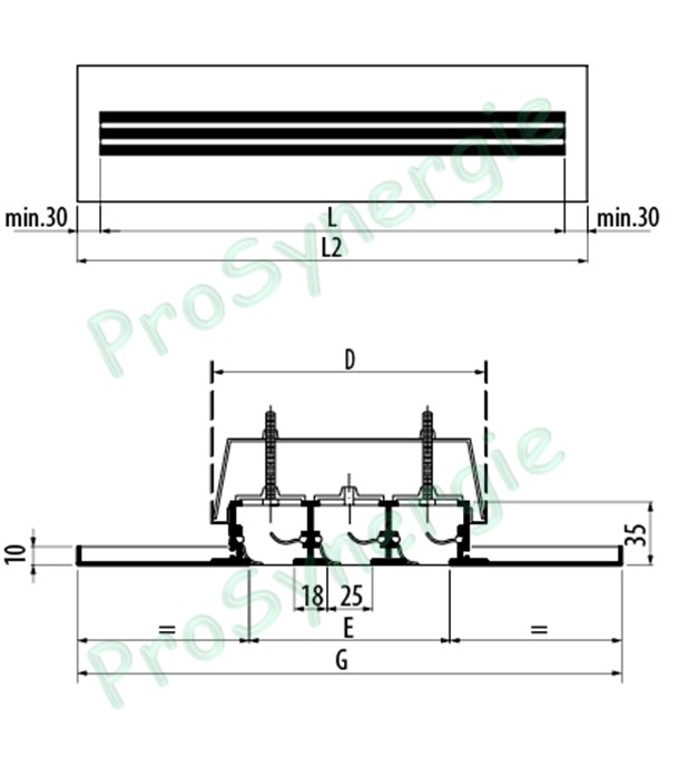 SLS22ZF-RAL9010 0534 594 Diffuseur linéaire plaque 594x300