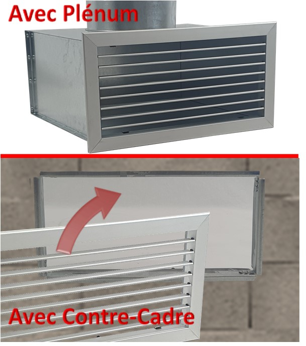 GASD A - Grille ailettes mobiles simple déflexion, encastrement LaxH = 250x250, Aluminium non peint