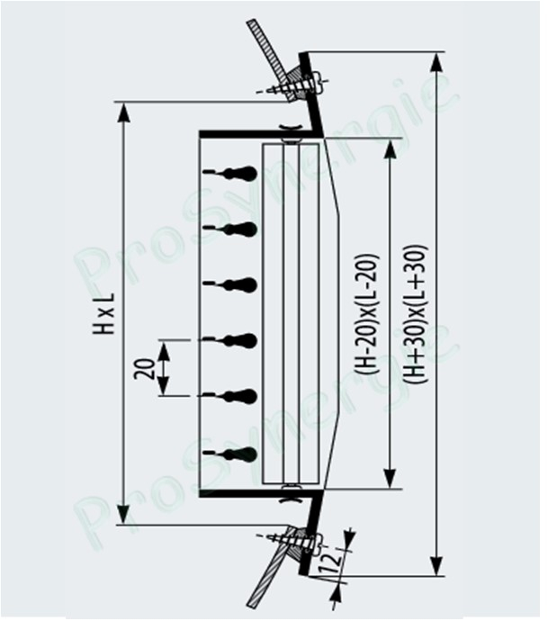 GCDD - Grille de diffusion double déflexion pour conduits Ø 160 à 400 mm - Hauteur 75 mm - Longueur  425 mm - Acier galvanisé