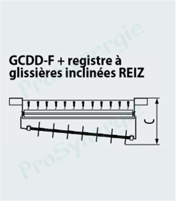 REIZ - Registre pour grille de diffusion d´air sur conduits circulaires pour conduits - Hauteur 125 mm - Longueur  525 mm