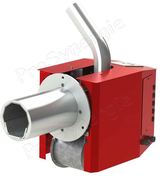Brûleur à granulés Pell Confort V2 (avec vis interne et compresseur nettoyage) de 5 à 25 KW régulateur électronique intégré (analyse T° + commande combustion, alimentation vis externe et sécurité) avec vis sans fin d´alimentation 3 mètres