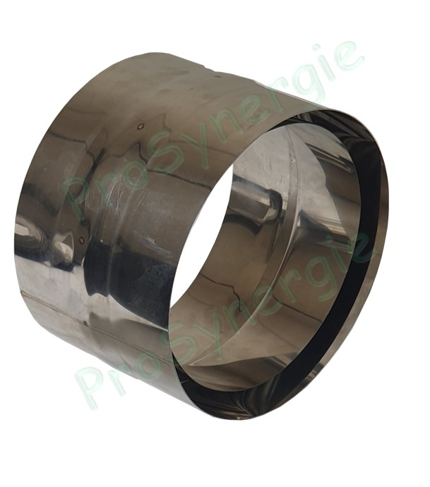 Manchette de départ haut. 12cm (buse poêle/chaudière) avec renvoi mâle anti bistre - Inox - Ø 153 mm
