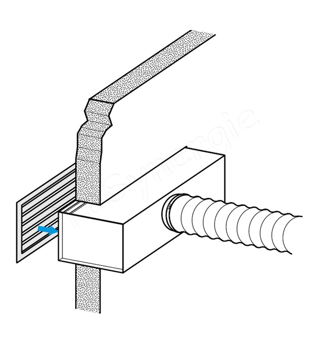 PGCV I5F - Plénum acier galva isolé 5 faces (mousse en PE grise 5 mm M1), pour grille GADD/GASD d´encastrement LxH  = 300x150, raccordement arrière Ø125, Profondeur 130