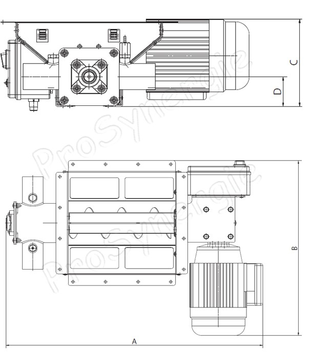 HD Matic - Cassette d´extraction avec vis de débourrage motorisée long. x larg. x haut. = 323x323x167 mm 230 Vac 370 W raccord (aspir. + retour) Ø 50 mm - extraction pneumatique de granulés sous un silo