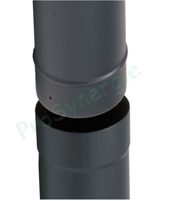 Tuyau de poêle acier 0,7mm émaillé noir mat Ø 153mm longueur 66cm (60cm utile)