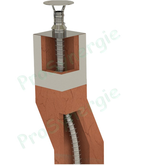 Mètre de Tubage Flexible Double Peau (à la coupe) pour conduit de cheminée Inox 316/316 (bandeau jaune) Ø 155/161 (int./ext.)