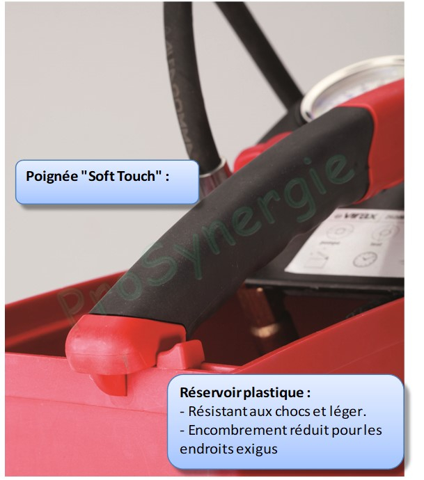 Pompe d´épreuve manuelle compacte (levier Soft Touche) cuve 5 ou 10 litres pression 50 ou 100 bars (option connecté)