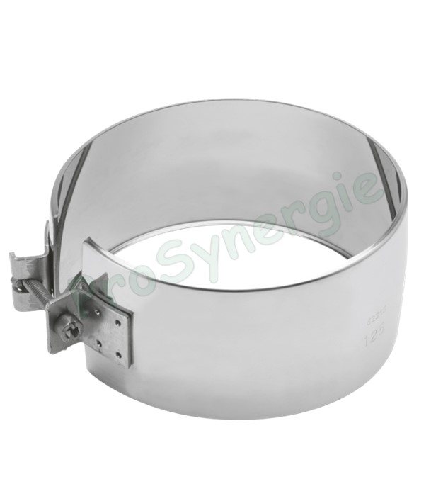 Bague décorative inox large (65mm) et bombée pour masquer l´emboitement du conduit de fumée Ø 125 mm