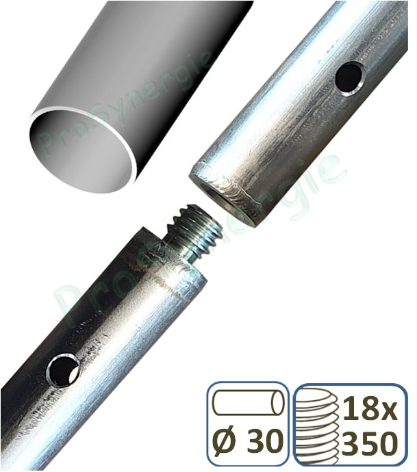 Canne de ramonage métallique - Ø 30 mm - Longueur 0.5 m (18 x 350)