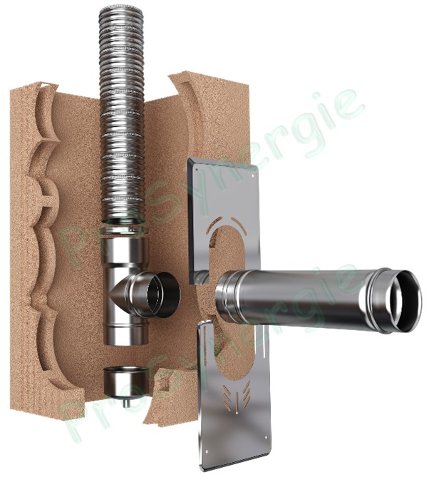 Mètre de Tubage Flexible Double Peau (à la coupe) pour conduit de cheminée Inox 904/904 (bandeau vert) Ø 220/226 (int./ext.)