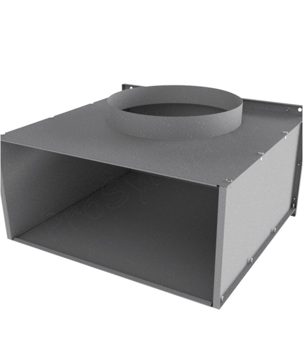 PGCH N - Plénum acier galva Non isolé, pour grille GADD/GASD d´encastrement LxH  = 500x400, raccordement larétal Ø315, Profondeur 450