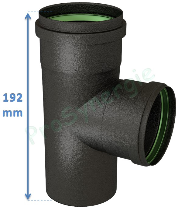 Té Equerre à 90° Email Noir Mat - Ø 100 mm - Joint Viton vert - Poêle à Pellets