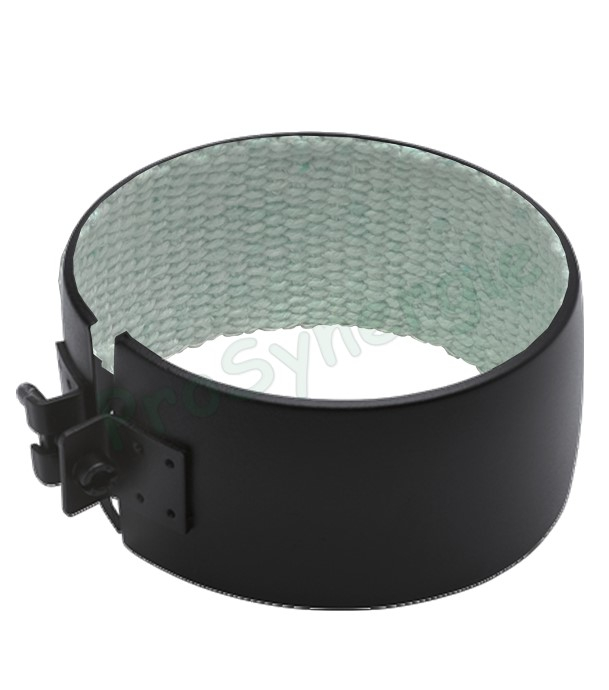 Bague décorative Inox laqué noire RAL9005 large (65mm) et bombée (+ isolant) pour masquer l´emboitement du conduit de fumée Ø 150 mm