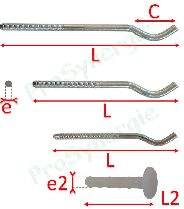 Paire de Supports à visser Galva pour radiateurs 2 et 4 colonnes - Ø 10,7 mm - Lg 205 mm