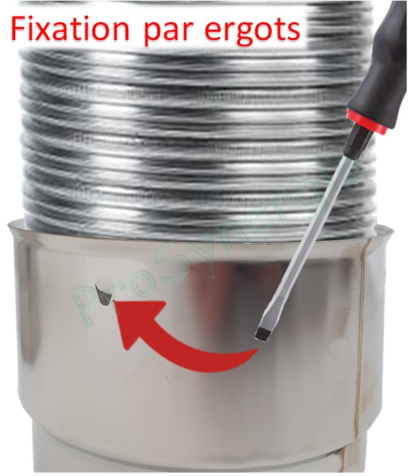 Té de tubage Equerre à 90° avec purge - Pour tubage Ø 180/186 - Inox 304 - Piquage Mâle Ø 180 mm