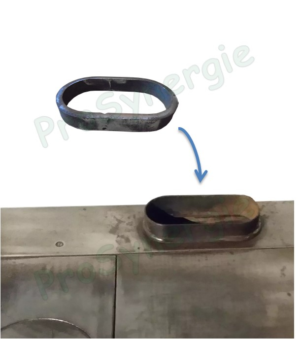 Mître noir mat Hauteur 50 cm Ø 153 mm mâle - Ovale n° 89 (244 x 88 mm)