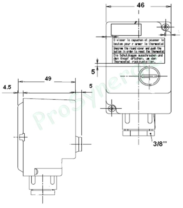 Aquastat Applique à ressort à réarmement manuel Aquanorm Spécial plancher chauffant conforme au DTU 65-14 sécurité pré-réglé 60°C
