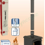 Kit raccordement Email Noir Mat télescopique (hauteur réglable de 1.28 à 2.04 mètres) dessus de poêle Ø 153 mm sur conduit existant plafond avec limiteur de tirage