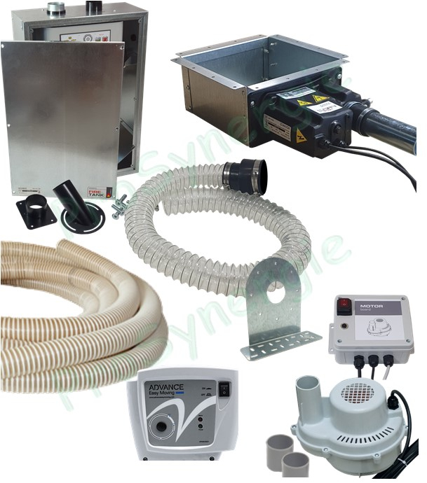 Kit Pod' Confort - Transfert pneumatique (granulé / pellet) cassette auto débourage, aspirateur, doseur encastrable, contrôleur + coffret protection moteur