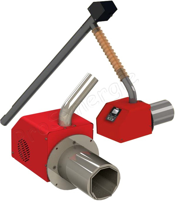 Kit brûleur à granulés Pell Eco 5 ou 35 KW régulateur électronique intégré (analyse T° + commande combustion, alimentation vis externe et sécurité) avec vis sans fin d´alimentation 1.5 mètres