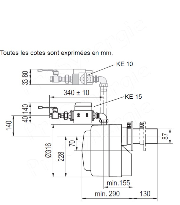 Brûleur Gaz RG1 Na 12/40 KW Ø1/2'' - stop air avec 1 allure - marque GIERSCH