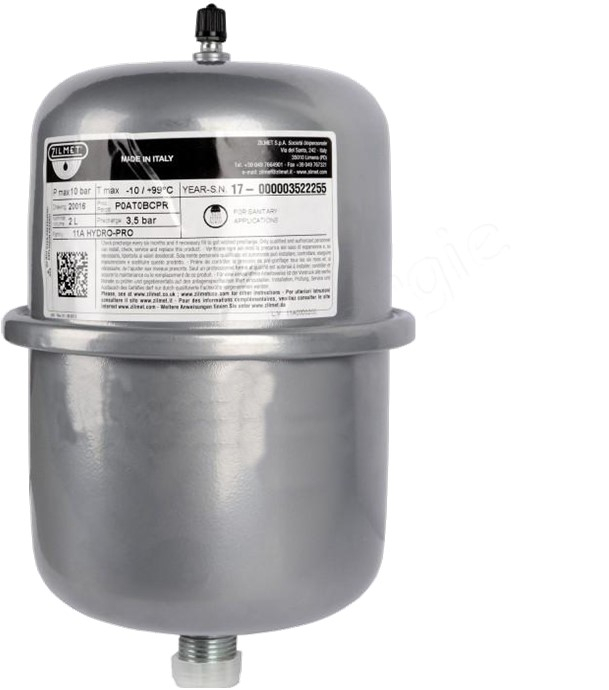 Vases d´expansion chauffage sanitaire eau chaude tubulaire série 20016 - Ø 125 ou 142 mm (2 à 3L)