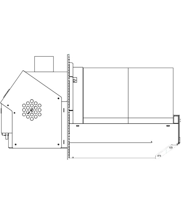 Brûleur à granulés Pelltech PV 250b - 70 à 250 KW - 230V - LxlxH = 734 x 450 x 450mm avec système de nettoyage (grille vibrante)