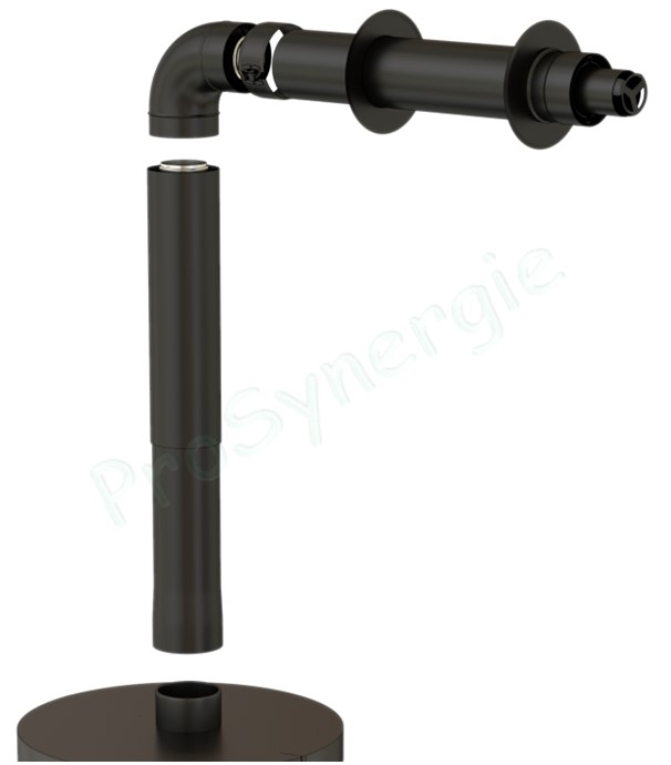 Conduit de départ télescopique Concentrique BIOTEN étanche - Inox/Galva - L = 58 à 94 cm - Ø80/130 mm vers Ø80/125 mm