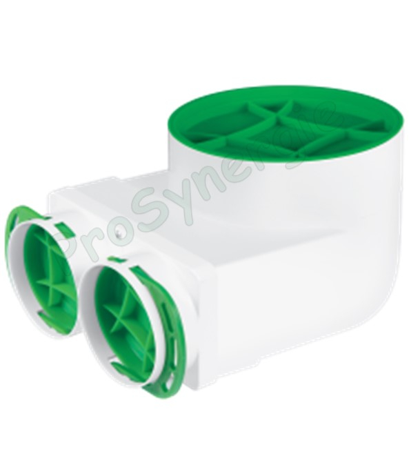 Manchette coudée de répartition, Ø125, 2 bouches Ø75 pour réseaux de ventilation rond type Optiflex, sans fixation