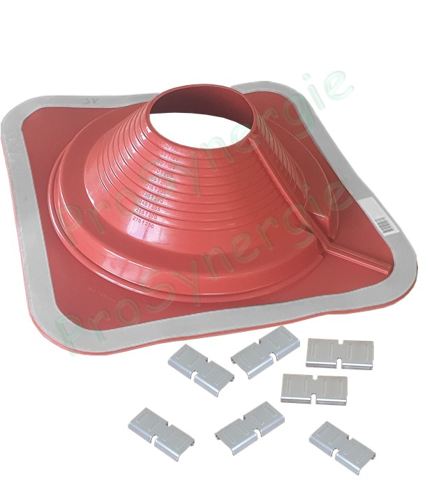 Etanchéité souple SolFlexe Silicone rouge (200 °C maxi) n°7 Ø 150 à 280 mm - Ouverture latérale possible et embase carrée