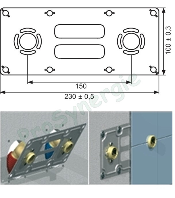Kit platine Robifix entraxe 150mm - raccords F1/2´´ PER à glissement
