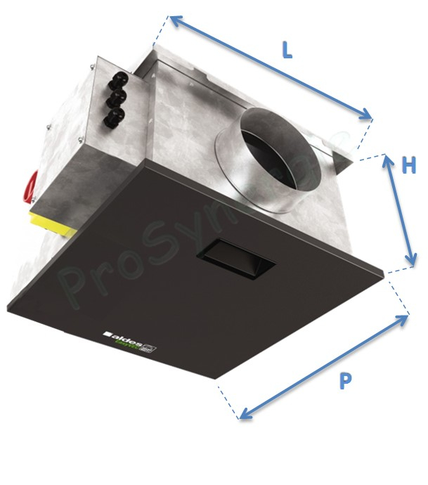 Caisson de Ventilation EasyVEC® Compact - Débit de  1000m³h - Standard - Taille 532x532x352 mm - Non isolé  (sans IP) - Ø racc 250mm