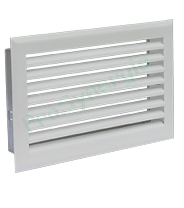 Grille à ailettes avec pré-cadre - Horizontale - Diffusion d´air chaud - 345 x 195 mm - Noir