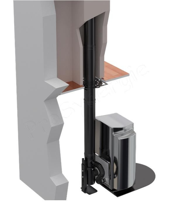 Tuyau concentrique BIOTEN poêle granulé (pellet) Øint./ext. 80/125 mm Inox 316 / Galva peint noir (RAL 9005) longueur 1m (95cm utile)