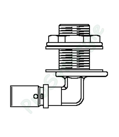 Traversée de mur (L=4cm) avec set de fixation - à sertir 90° Ø16mm - à visser Ø F 1/2´´ + M 3/4´´