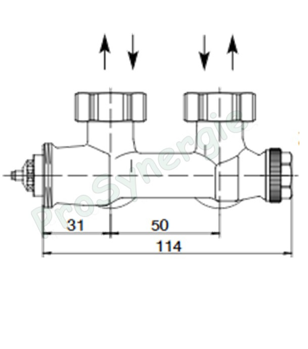 Robinet thermostatisable équerre (bitube) multiblock T - eurocône Ø M 3/4´´ (+ pastilles)