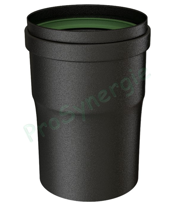 Tuyau Email Noir Mat - Lg 15 cm - Ø  80mm - Femelle / Mâle - Poêle à Pellets