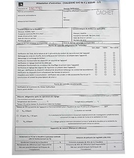 Carnet d´Attestations Chaudière Gaz 4-400KW