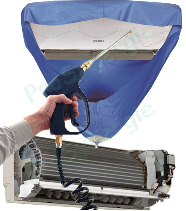 Montage de la bâche de protection réutilisable pour le nettoyage de split de clim