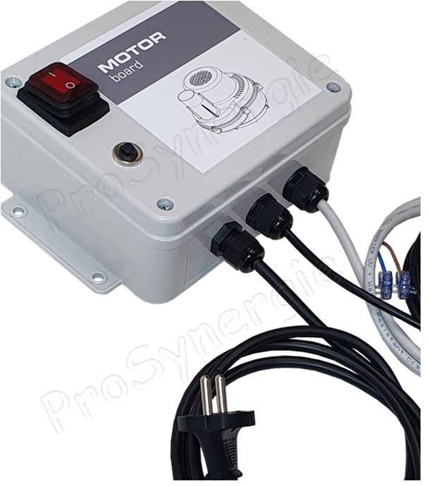 Coffret de coupure/protection 230 Vac 34 W 1,5A (câble alim 1.5 m + câble commande auxilière)
