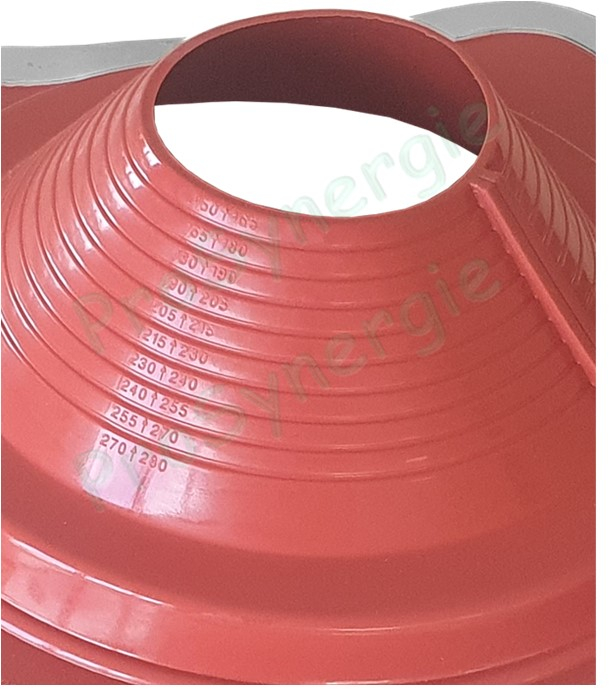 Etanchéité souple SolFlexe Silicone rouge (200 °C maxi) n°7 Ø 150 à 280 mm - Ouverture latérale possible et embase carrée