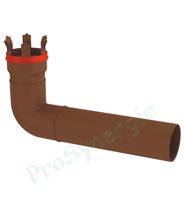 Coude d´adaptation 87° PVDF Technaflon sur conduit Flexible Ø  80 mm vers Rigide Ø  60 mm - longueur 30 cm