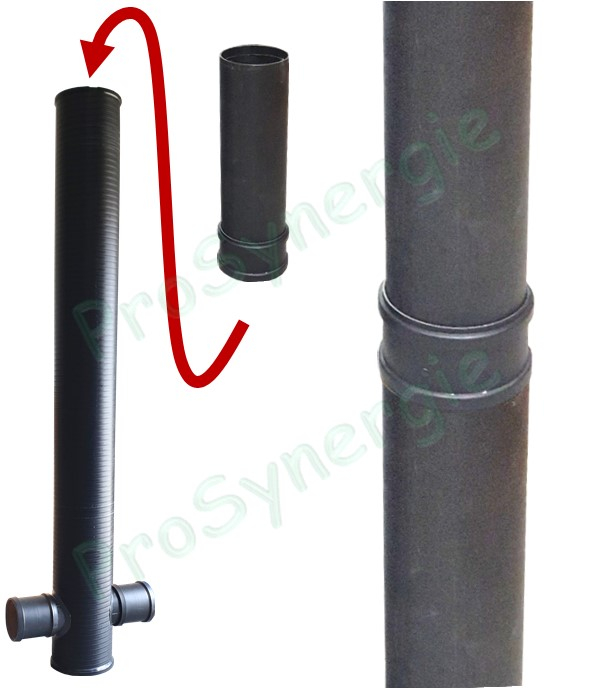 Réhausse manchonnée - hauteur 1 mètre pour regard Ø=300mm piquages soudés ou à joints de Puits Canadien ou Provençal