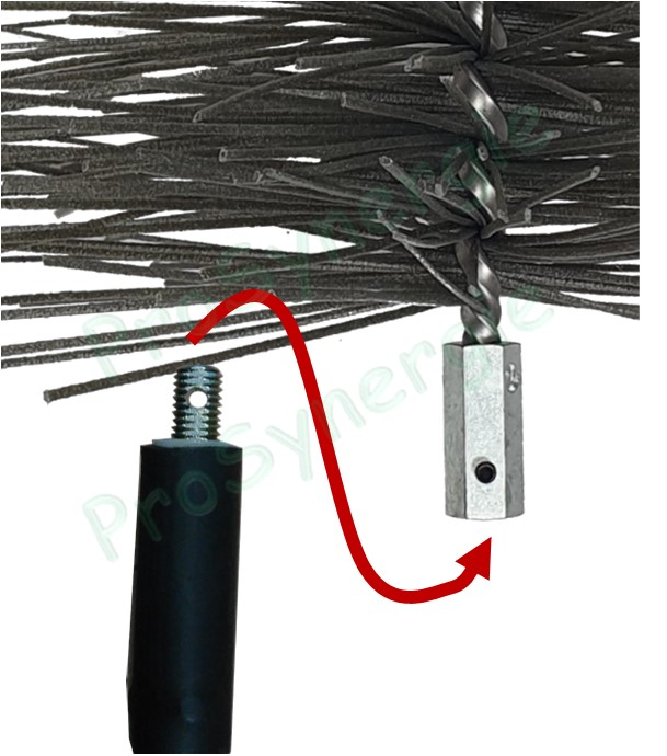 Brosse de dégraissage Fil nylon abrasif pour entretien réseau ventilation Ø  315 mm (12 x 175)